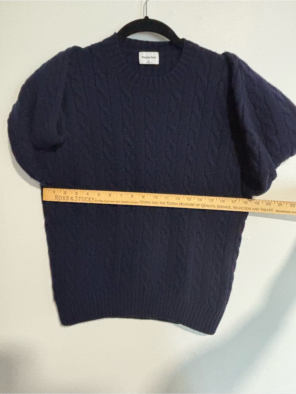 Sunday Best - Navy Cable Knit Crewneck Sweater - Picture 3 of 10